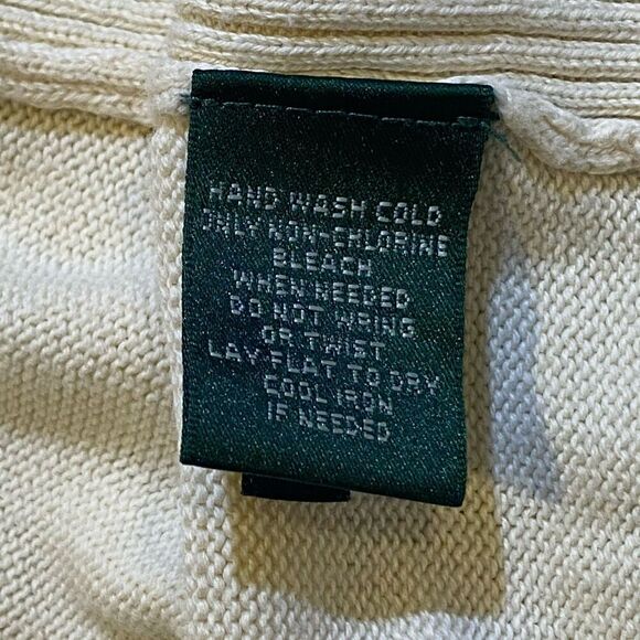 Lauren Ralph Lauren Gold Crest Creme Ribbed Knit Sweater Size Large - Picture 8 of 8